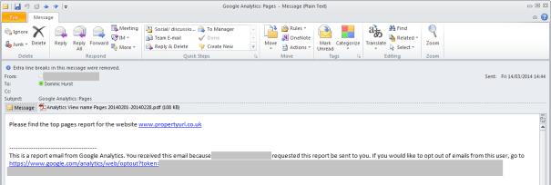 Google Analytics Email Example