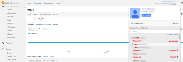 Google Analytics Inscreen Search Sites