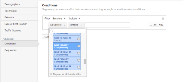 Building Segments using Goal Completions Google Analytics