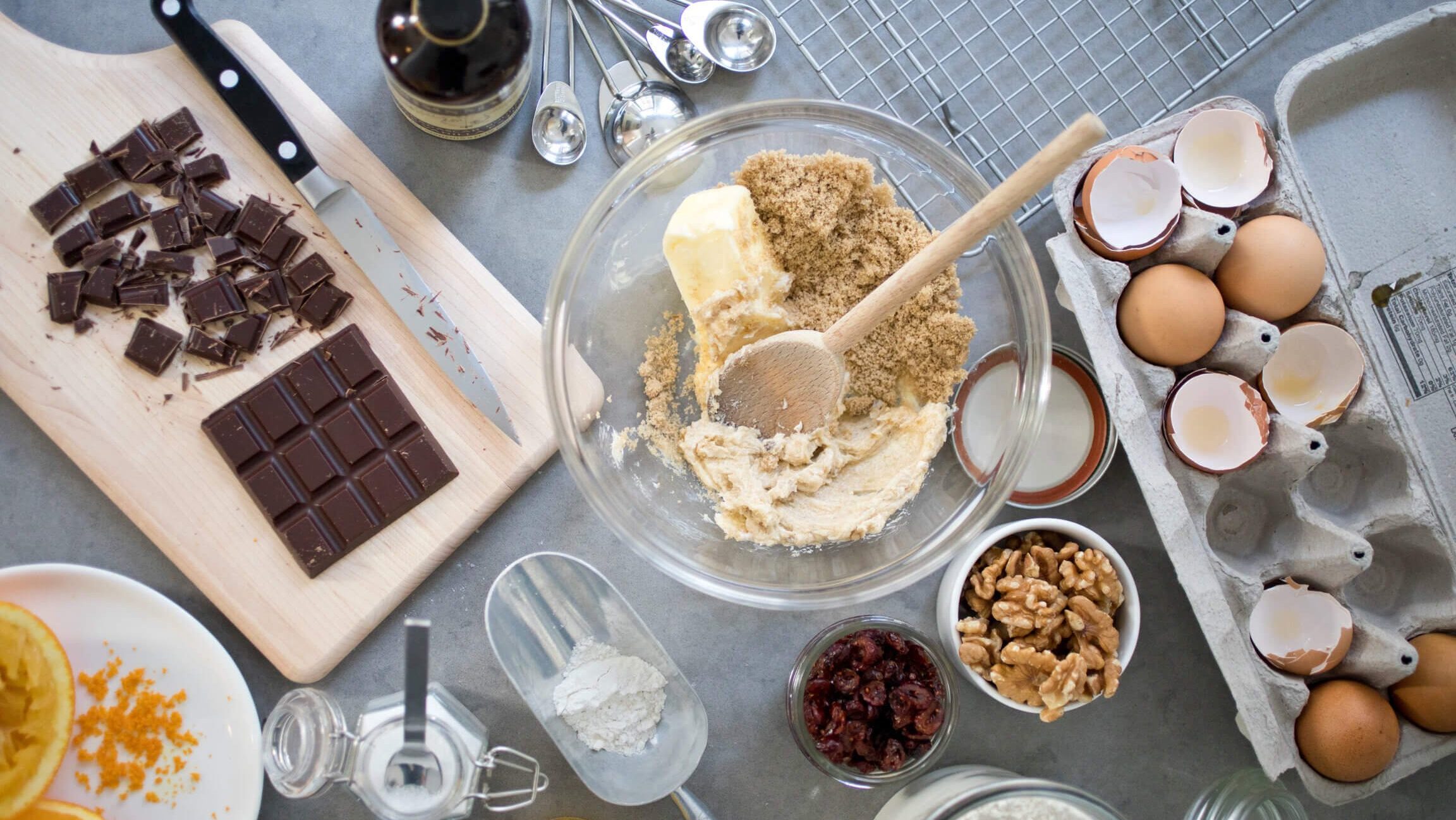 Ingredients to make Chocolate cookies. Image CC CKBK