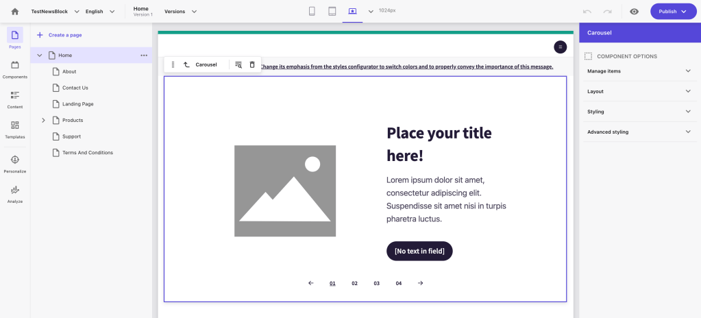 Example screen shot from XM Cloud